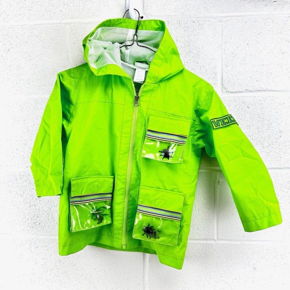 Vintage Weebok by Reebok Bug Frog Raincoat Jacket Green Kids Sz 5 - Picture 1 of 12